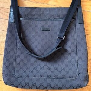 GUCCI GG Messenger Black Canvas Bag